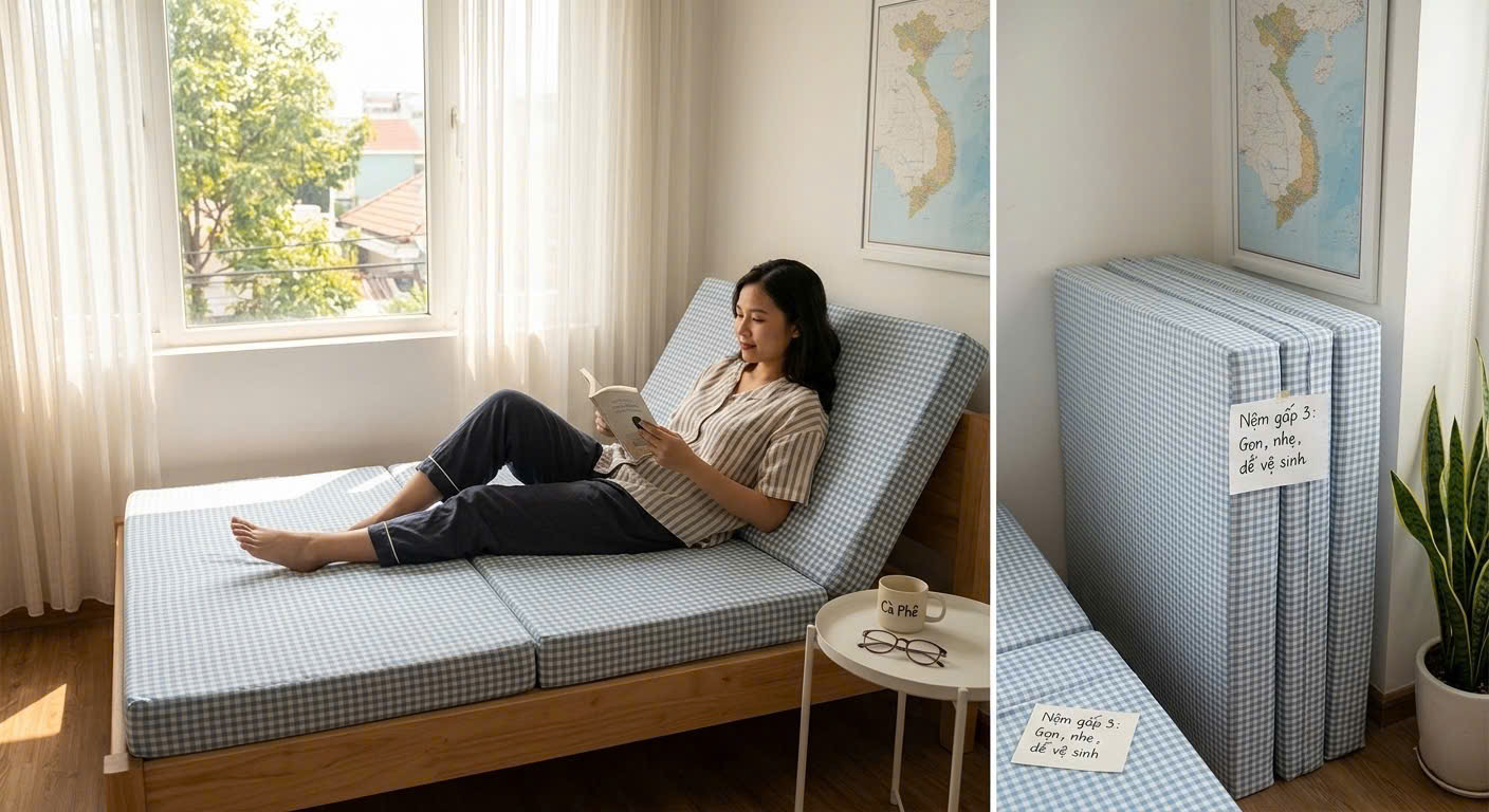Những điều cần lưu ý về nệm bông ép gấp 3