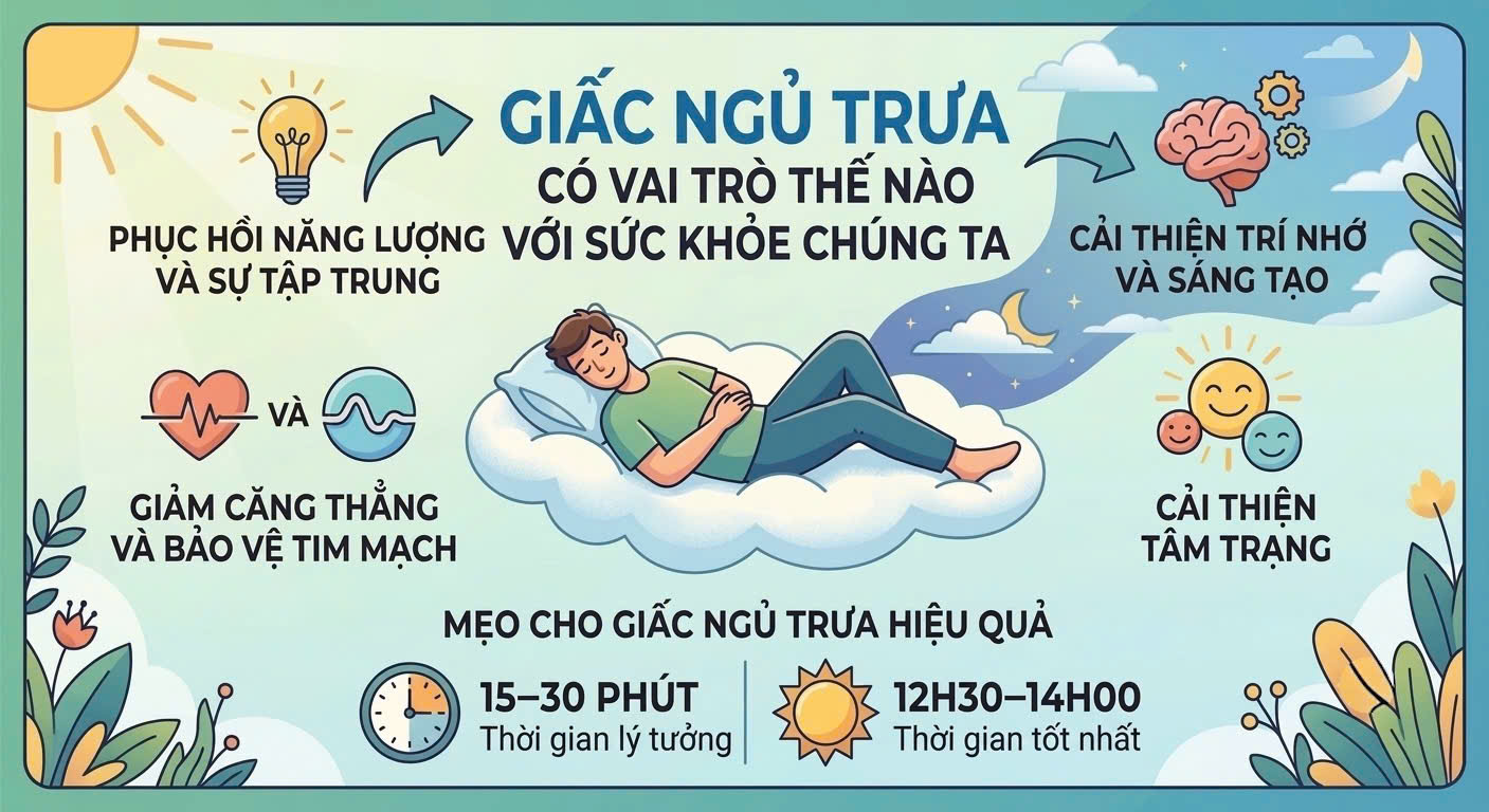 Giấc ngủ trưa có vai trò thế nào với sức khỏe chúng ta??